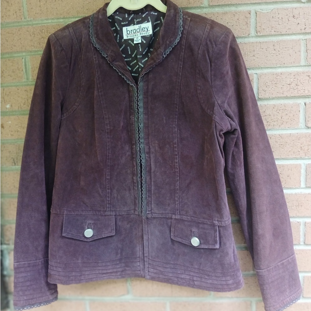 Plum Suede Blazer with Classic Silhouette